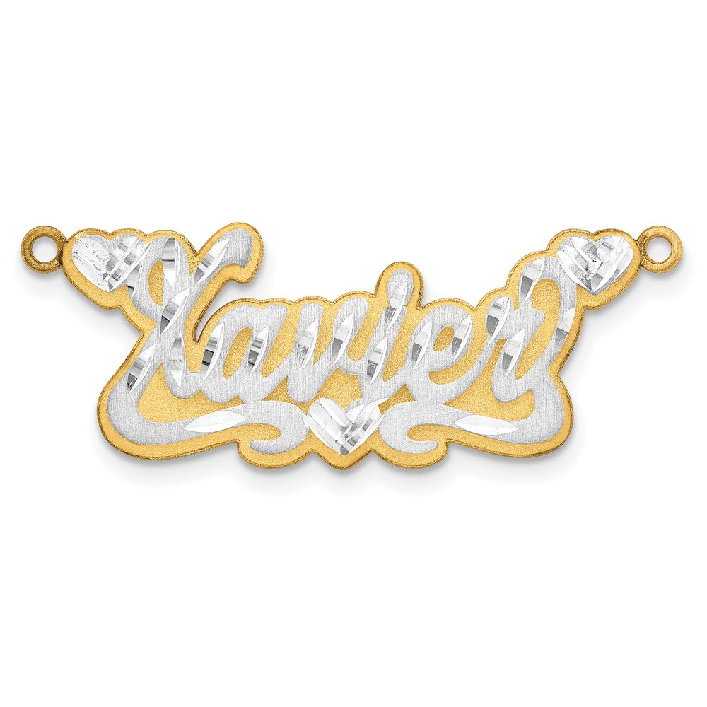 14k 3D Two-tone Satin Diamond-cut Name Plate - 3