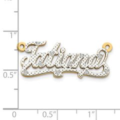 14k Yellow Gold and Rhodium 3D Diamond Name Plate - 5