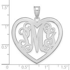10k White Gold Large Monogram Heart Pendant
