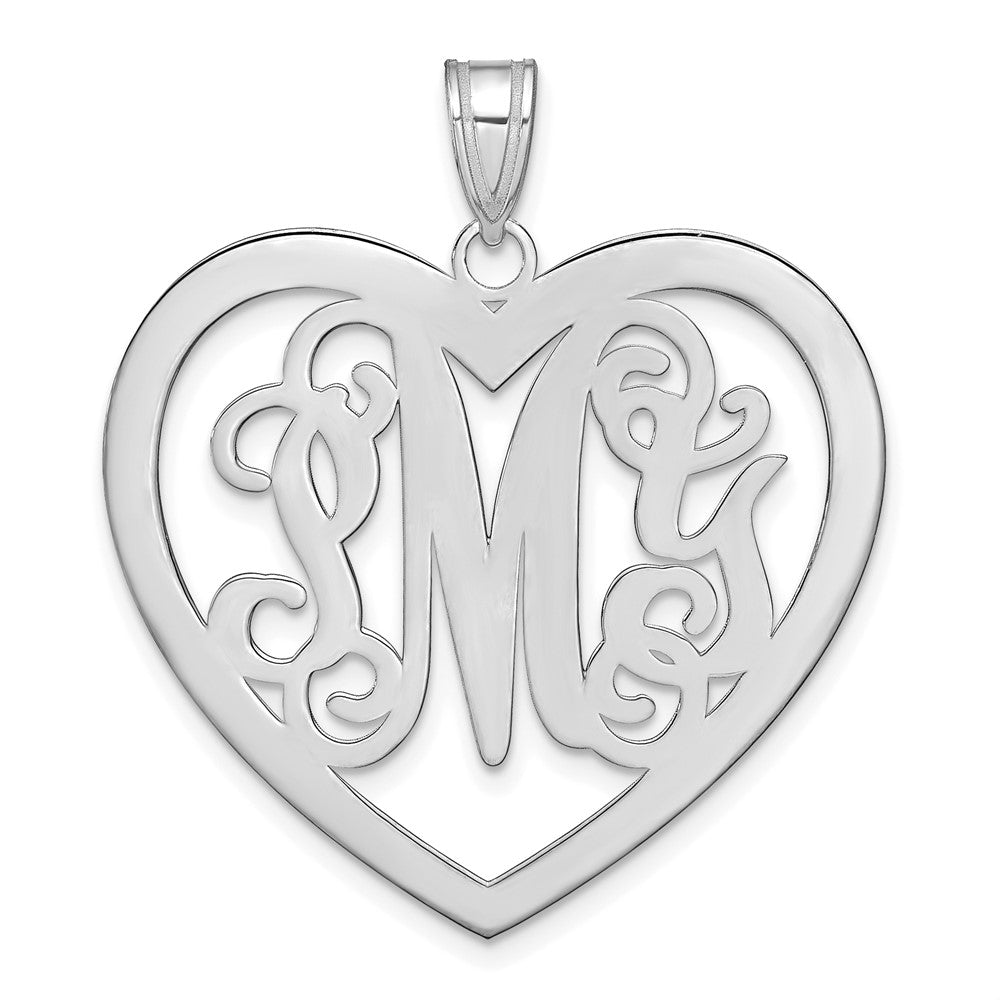 10k White Gold Large Monogram Heart Pendant
