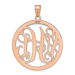 14k Rose gold Large Round Monogram Pendant
