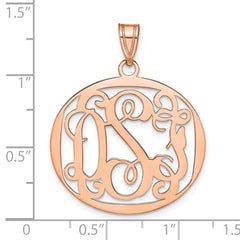14k Rose Gold Round Monogram Pendant