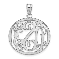 Sterling Silver/Rhodium-plated Round Monogram Pendant - 2