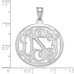 Sterling Silver/Rhodium-plated Round Monogram Pendant - 2