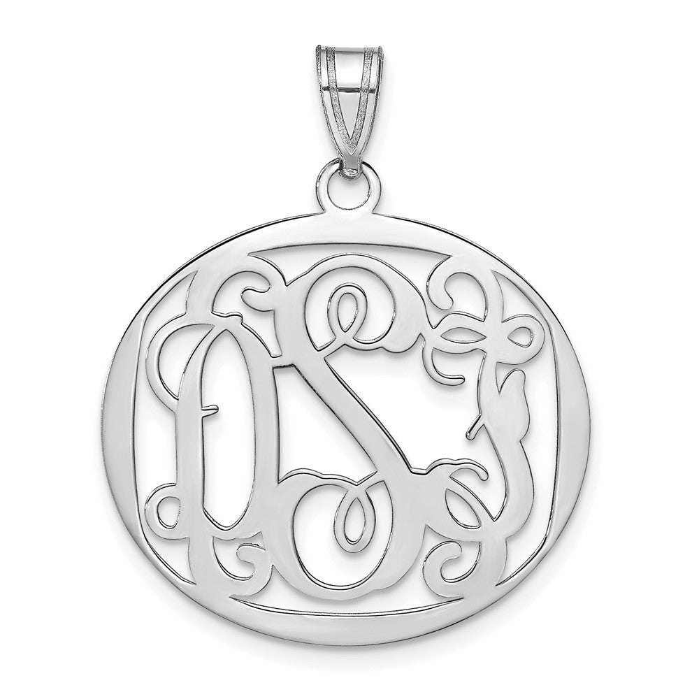 Sterling Silver/Rhodium-plated Round Monogram Pendant - 2