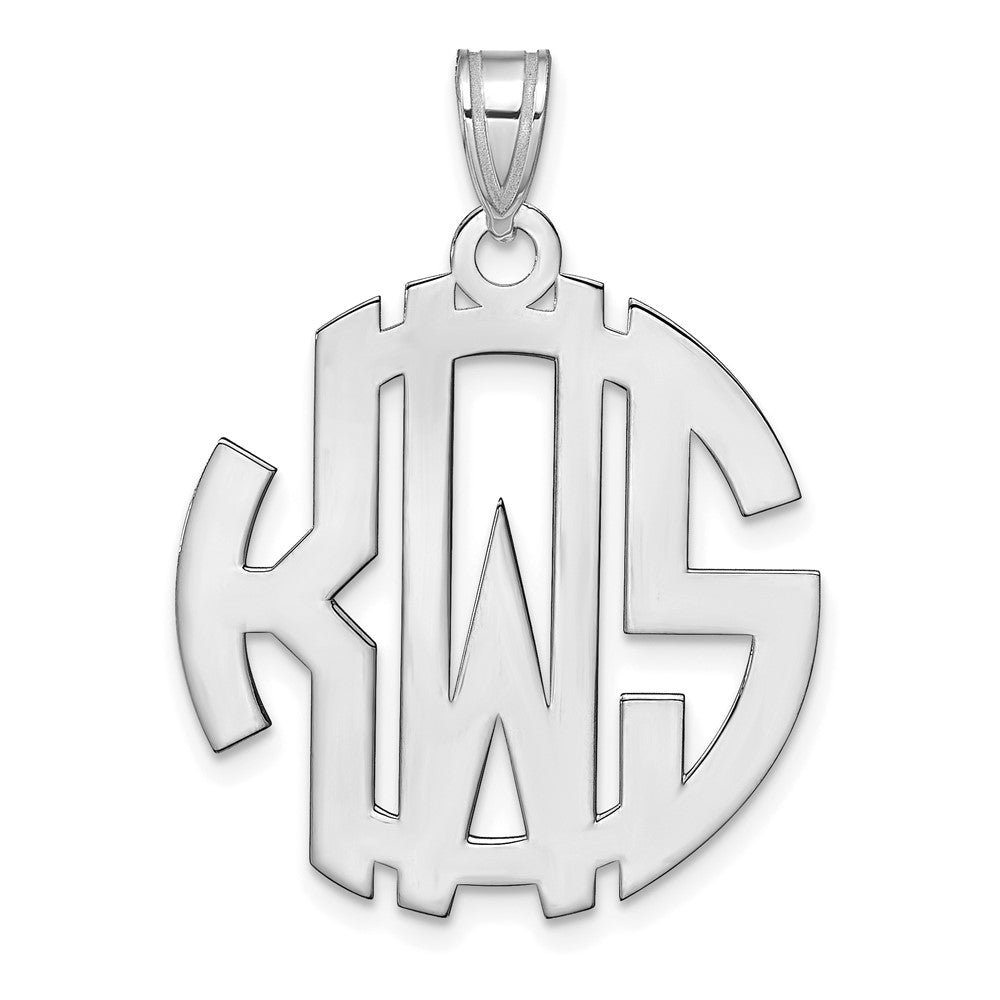 14k White Gold Round Cut-out Monogram Pendant