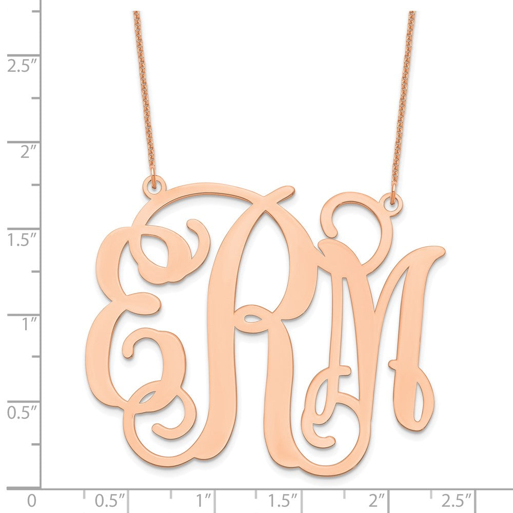 14K Rose Gold Polished Extra Large Polished Cut Out Monogram Necklace