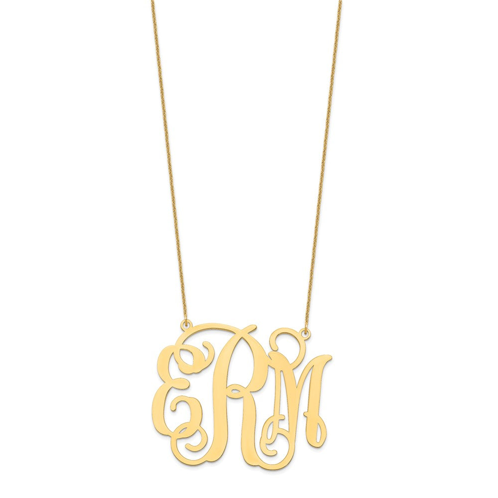 14KY Extra Large Polished Cut Out Monogram Necklace