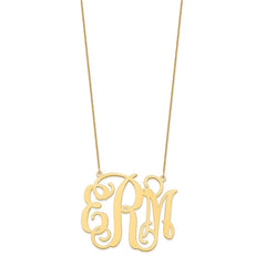 14KY Extra Large Polished Cut Out Monogram Necklace