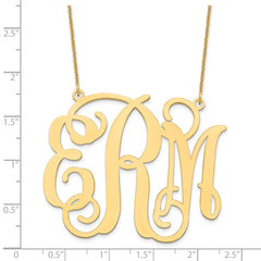 14KY Extra Large Polished Cut Out Monogram Necklace