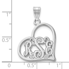 10k White Gold Etched Heart Pendant