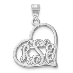 10k White Gold Etched Heart Pendant