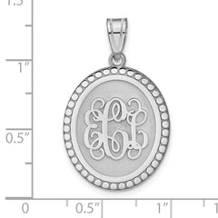 10KW Brushed with Beaded Border Monogram Pendant