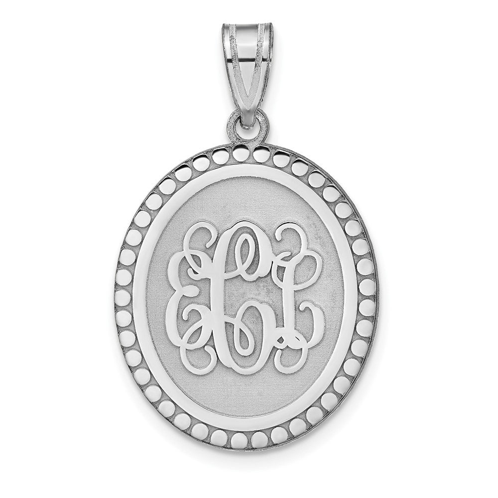 10KW Brushed with Beaded Border Monogram Pendant