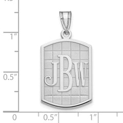 10k White Gold Brushed Monogram Pendant