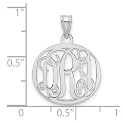 10k White Gold Small Round Monogram Pendant