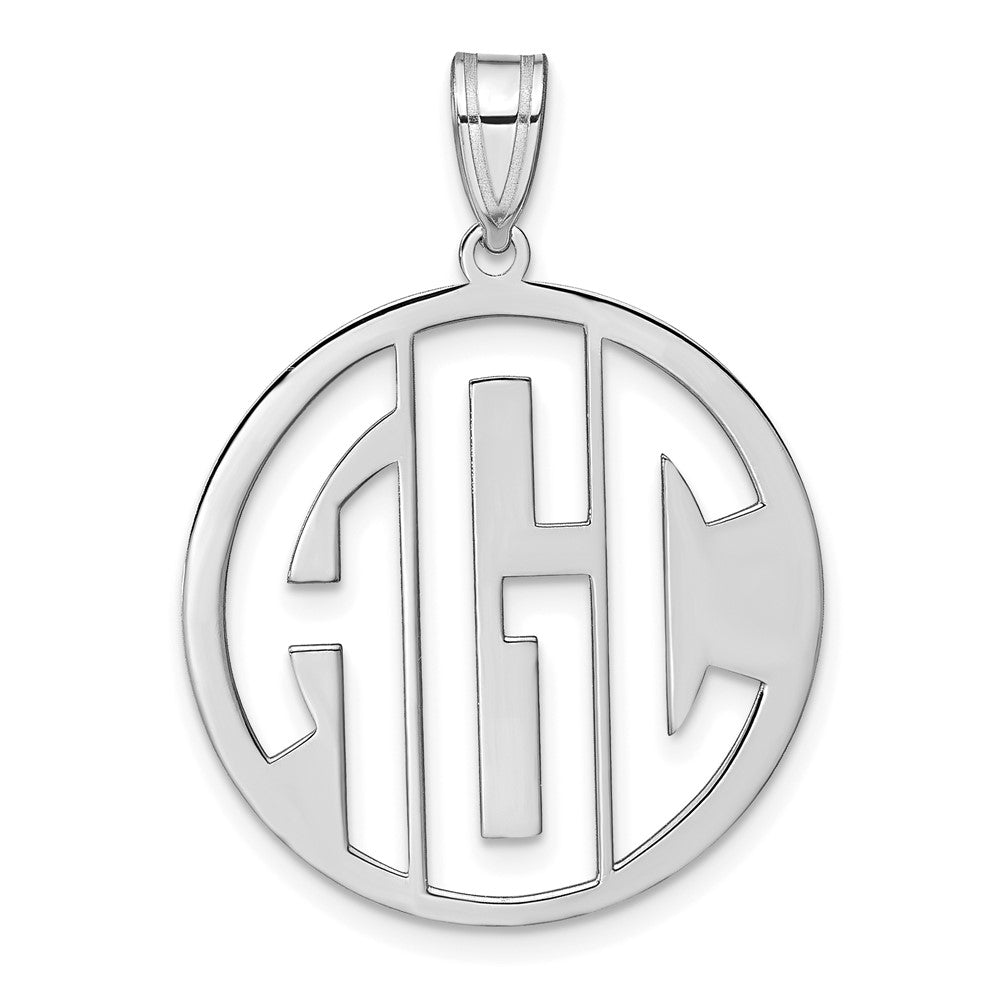 14k White Gold Round Cut-out Monogram Pendant - 2