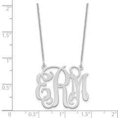 14k White Gold Medium Monogram Necklace - 2