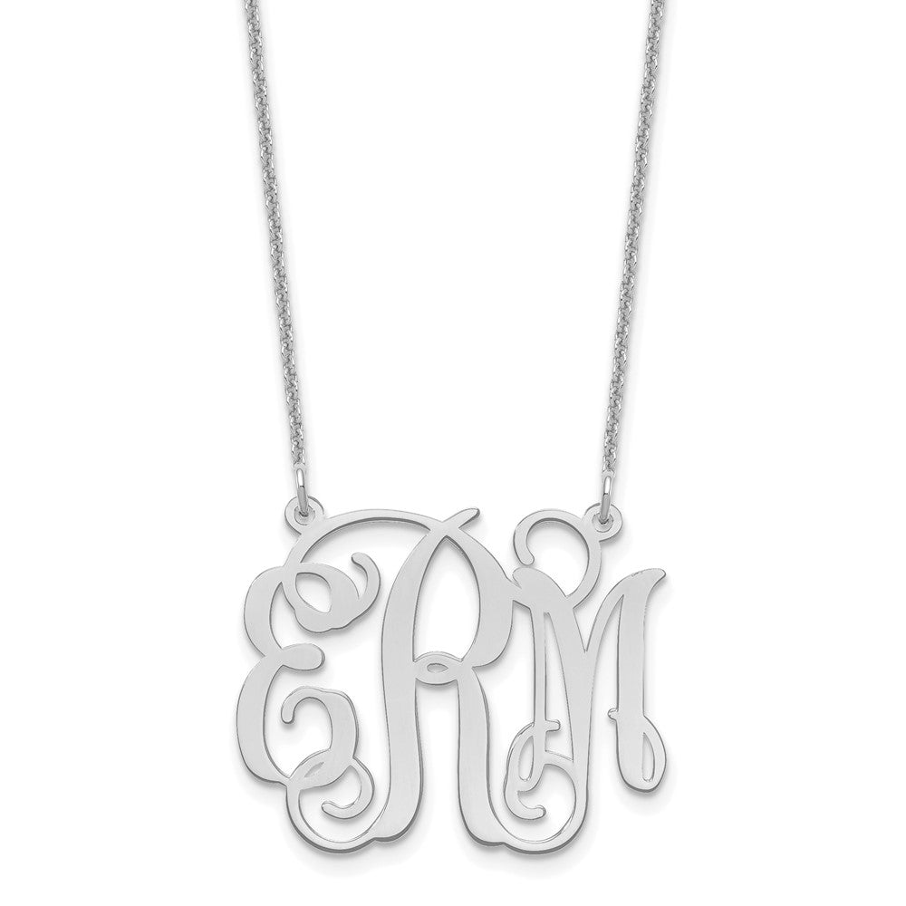 14k White Gold Medium Monogram Necklace - 2