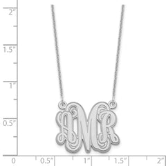 14k White Gold Etched Monogram Necklace