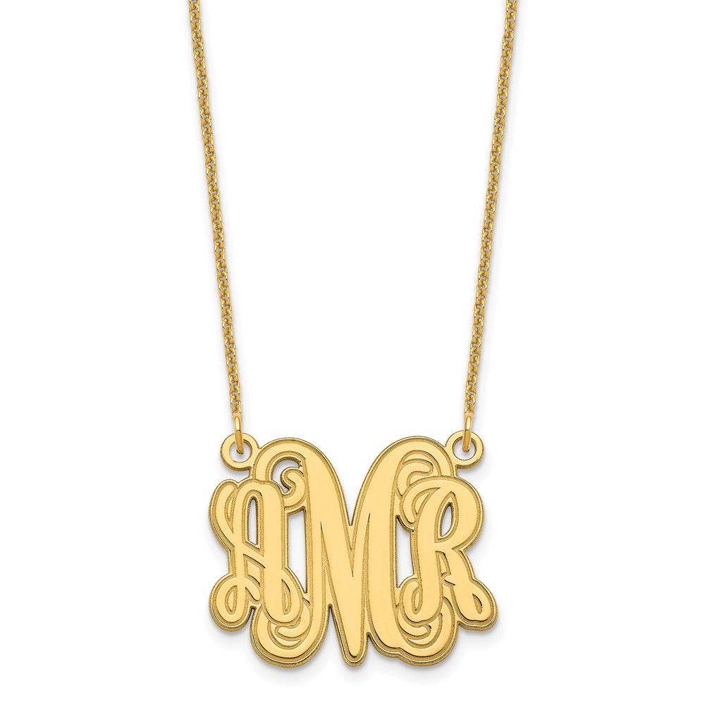 14k Yellow Gold Etched Monogram Necklace - 2