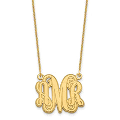 14k Yellow Gold Etched Monogram Necklace - 2