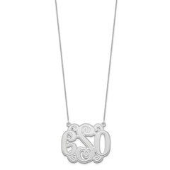 14KW Medium Etched Outline Monogram Necklace