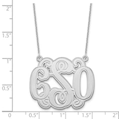 14KW Medium Etched Outline Monogram Necklace