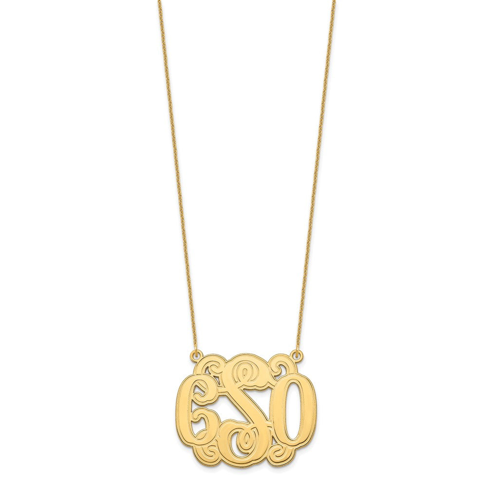 14KY Medium Etched Outline Monogram Necklace