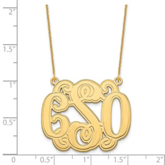 14KY Medium Etched Outline Monogram Necklace