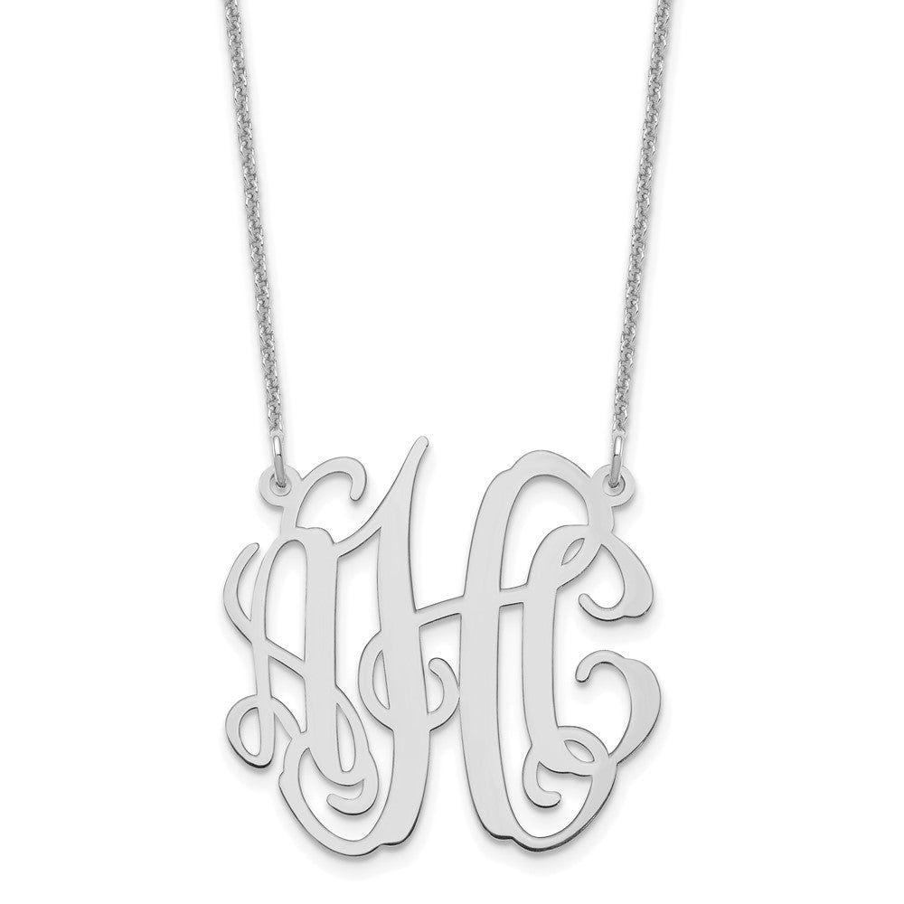 10k White Gold Small Monogram Necklace - 3
