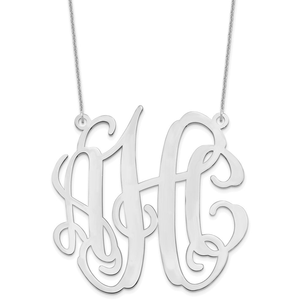 10k White Gold Large Monogram Necklace - 2
