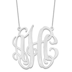 10k White Gold Large Monogram Necklace - 2
