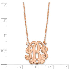 Sterling Silver/Rose-plated Etched Monogram Necklace - 2