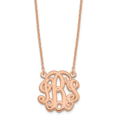 Sterling Silver/Rose-plated Etched Monogram Necklace - 2