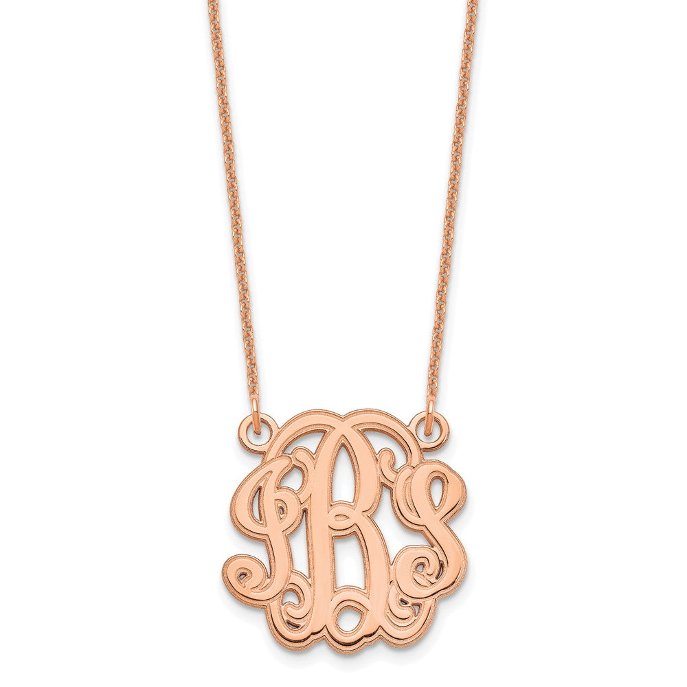 14k Rose Gold Etched Monogram Necklace - 3