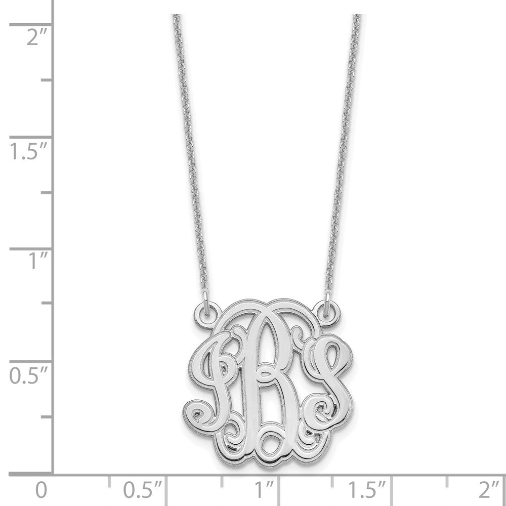 10k White Gold Etched Monogram Necklace