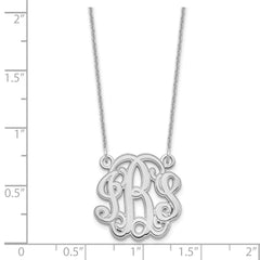 10k White Gold Etched Monogram Necklace