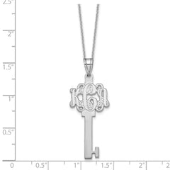 14k White Gold Etched Monogram Key Necklace