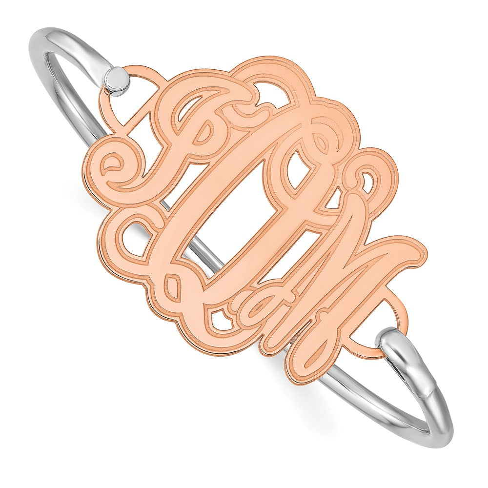 14k Rose Gold Etched Monogram with Sterling Silver Bangle