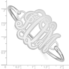 14k White Gold Etched Monogram with Sterling Silver Bangle