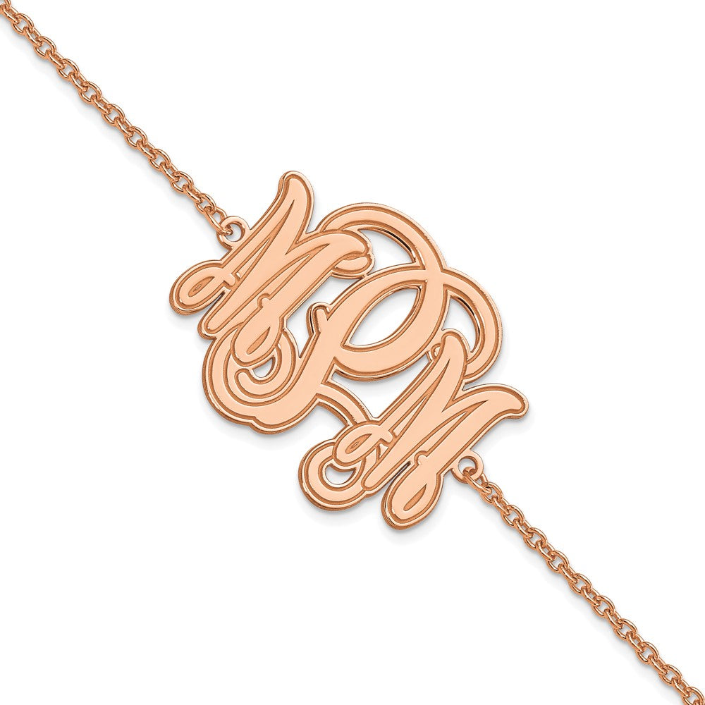 Sterling Silver/Rose-plated Etched Monogram Bracelet - 2