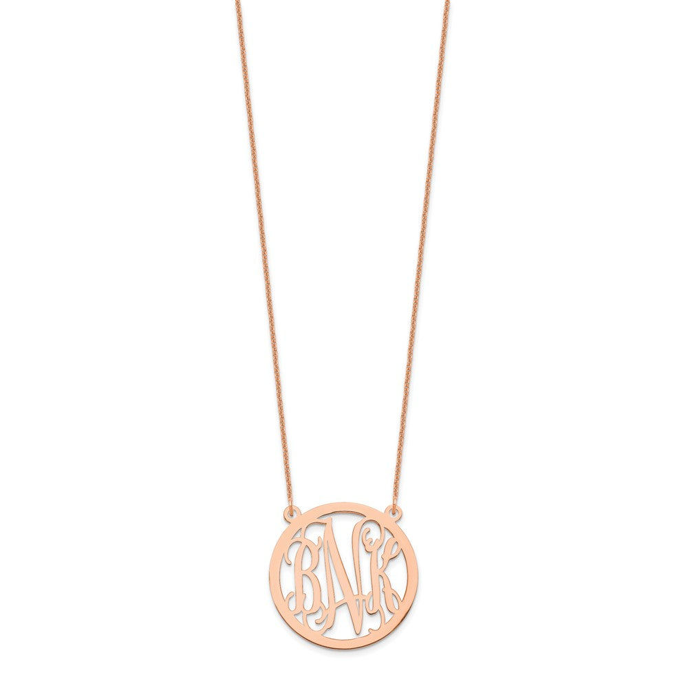 14k Rose Gold Round Monogram Necklace