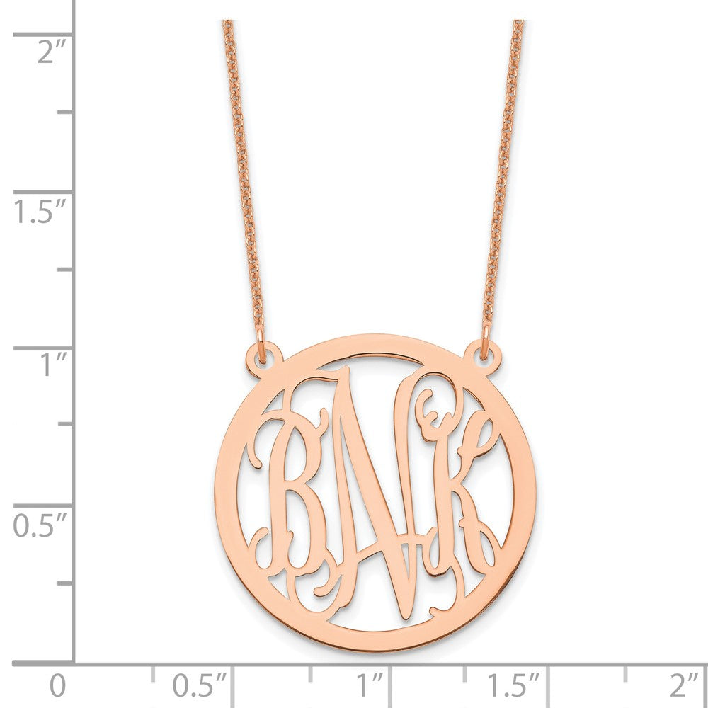 14k Rose Gold Round Monogram Necklace