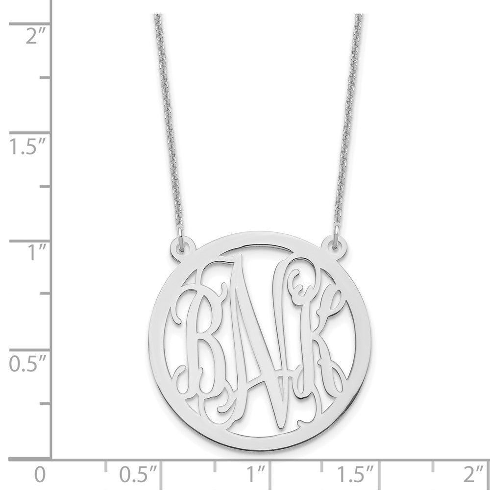 10k White Gold Round Monogram Necklace