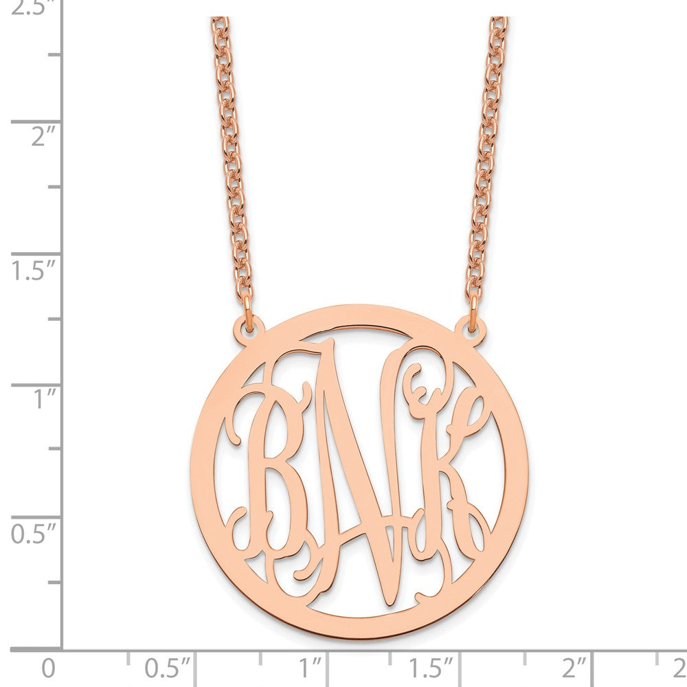 Sterling Silver/Rose-plated Large Round Monogram Necklace