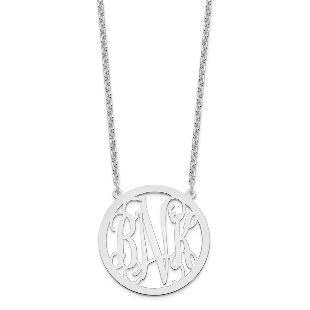 Sterling Silver/Rhodium-plated Large Round Monogram Necklace