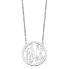 Sterling Silver/Rhodium-plated Large Round Monogram Necklace