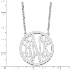 Sterling Silver/Rhodium-plated Large Round Monogram Necklace