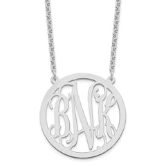 Sterling Silver/Rhodium-plated Large Round Monogram Necklace
